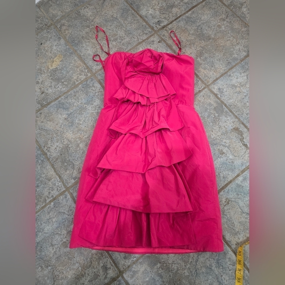 BCBGMaxAzria Strapless Fuchsia Ruffle Dress - Picture 7 of 8